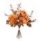 Melrose Set of 6 Orange Rose and Fall Foliage Harvest Bouquet 15"